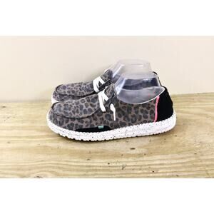 Hey Dude Shoes Womens 9 Jungle Brown Cheetah Print Wendy Slip On Comfort